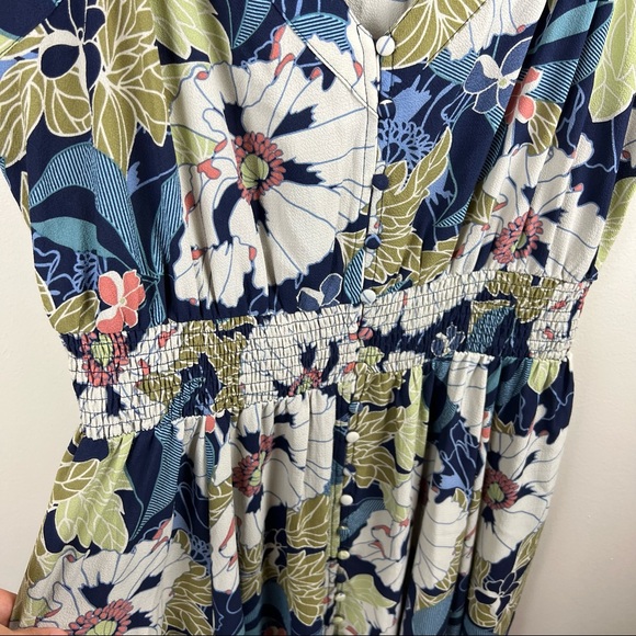 City Chic Button Front Floral Maxi Dress Size Large (20) Front Slit Sleeveless - Picture 6 of 10